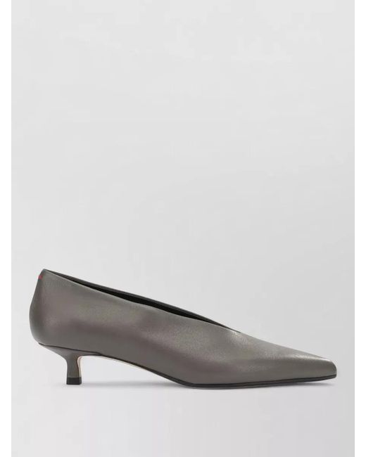 Aeyde Gray Clara 35Mm Pointed Toe Kitten Heel Pumps