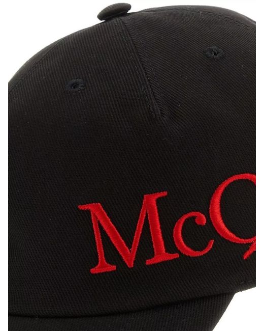 McQueen Black Cotton Baseball Cap for men