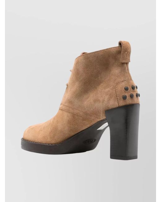 Tod's White Suede Lace-Up Ankle Boots