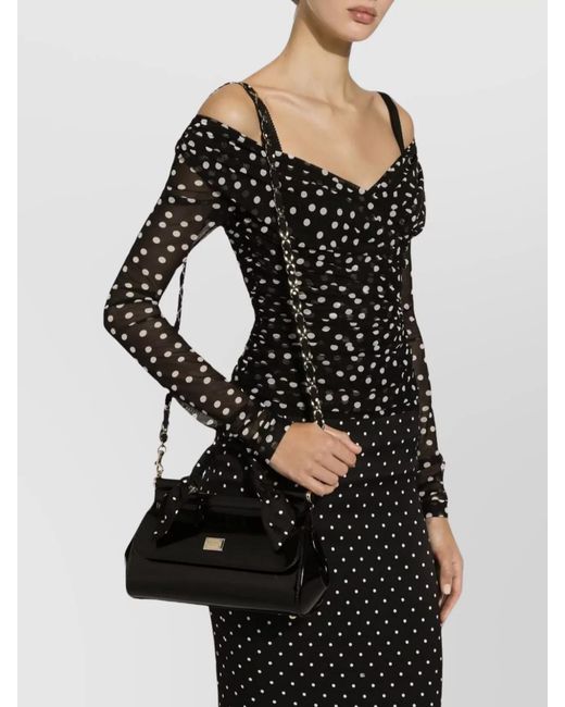 Dolce & Gabbana Black Polka-Dot Draped Off-Shoulder Blouse