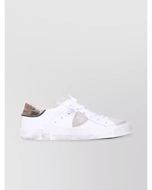 Philippe Model White Leather Low-Top Sneakers