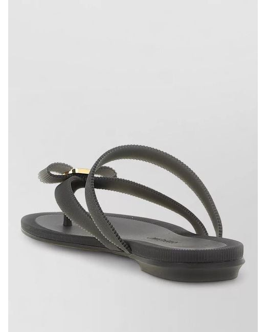 Ferragamo White Ribbed Thong Sandals