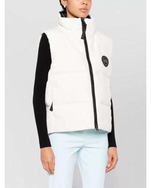 Canada Goose White Down Cropped Sleeveless Puffer Vest