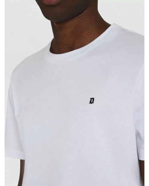 Dondup White Cotton Crew Neck T Shirt Short Sleeves for men