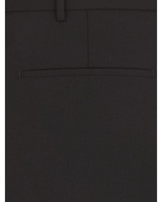 PT Torino Black Wool Straight-Leg Tailored Trousers for men
