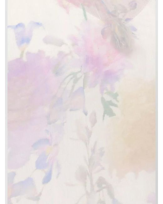 Zimmermann Pink V Neck Viscose Dress Sheer Floral Ruffles