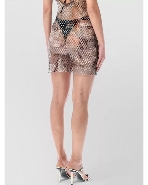DIESEL Multicolor Mesh Printed Mini Beach Dress