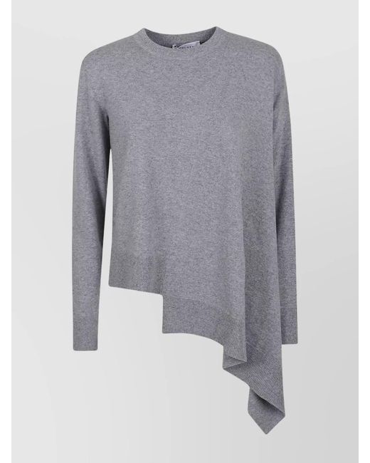 McQueen Gray Cashmere Asymmetric Ribbed Crewneck Jumper