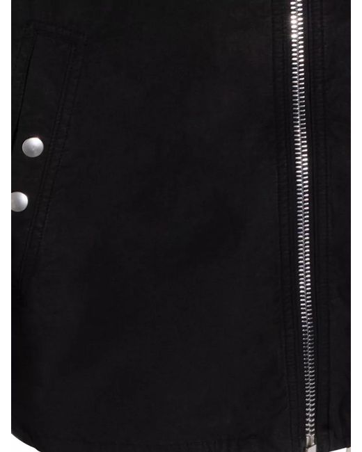 Rick Owens Black Zip Front Jacket Straight Cut Drawstring Hem for men