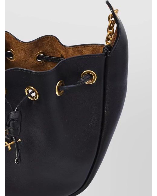 Saint Laurent Black Supple Bucket Leather Shoulder Bag