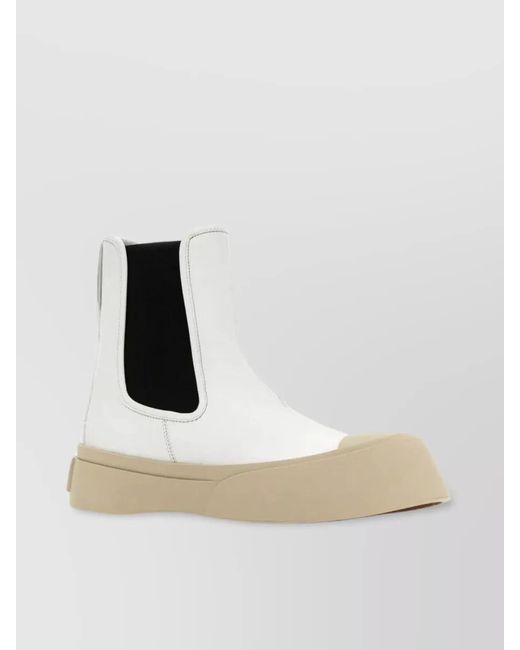 Marni White Calf Leather Ankle Boots