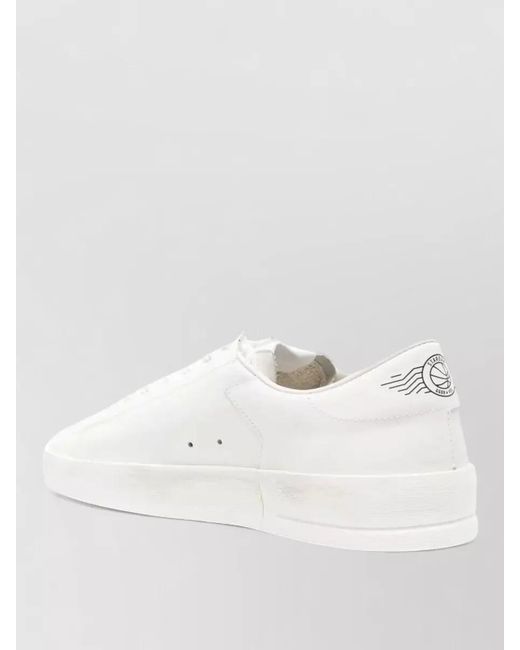 Golden Goose Deluxe Brand White Stardan Leather Sneakers Flat Sole for men
