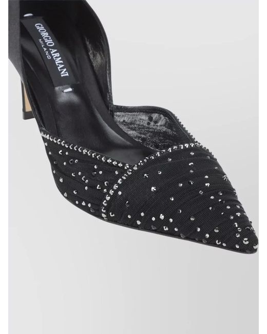 Giorgio Armani Multicolor Satin Tulle Rhinestone Pumps Pointed Toe
