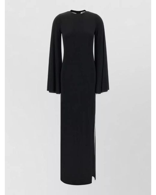 DARKPARK Black Long Sleeve Floor Length Round Neck Dress