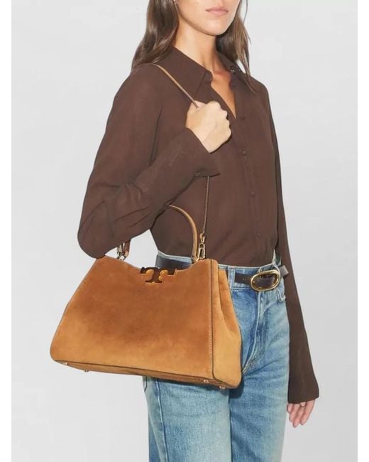 Tory Burch Brown Eleanor Suede Satchel Shoulder Bag