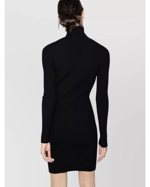 Wolford Black Short Ribbed Dress Knee-Length Long Sleeves Turtleneck