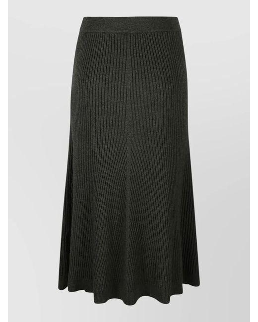 Victoria Beckham Green High Waist A Line Ribbed Midi Skirt