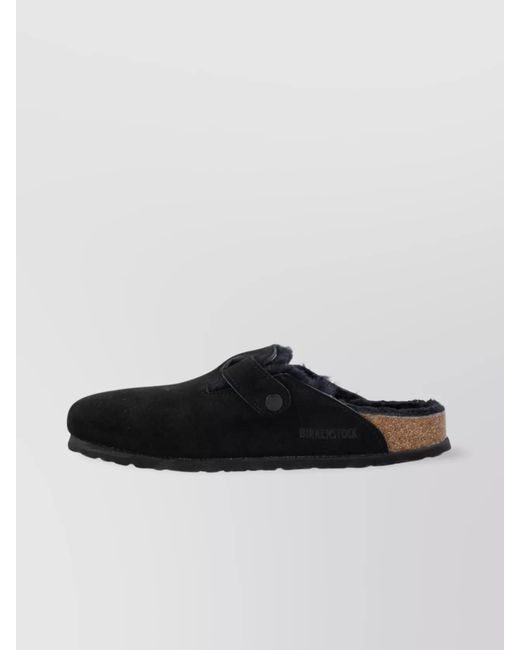 Birkenstock Black Leather Shearling Mules
