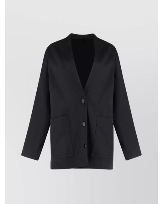 Totême Black Oversized Organic Cotton Cardigan