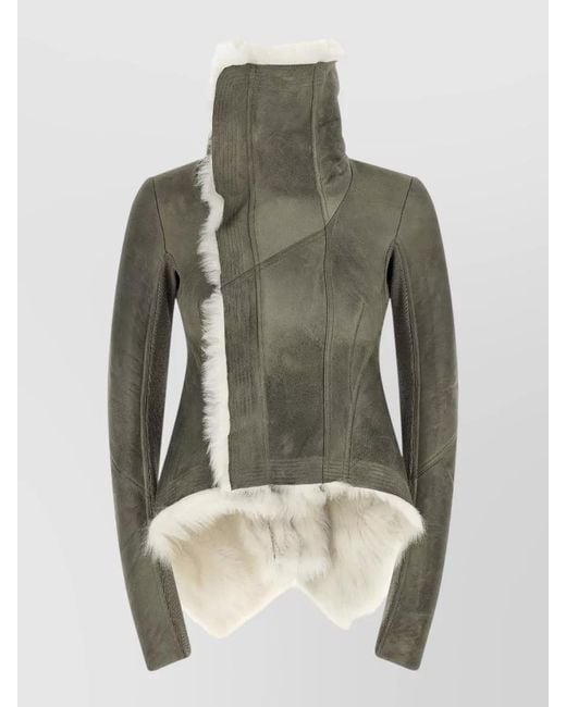 Rick Owens Green Naska Coat Tailored Fit Asymmetrical Hem