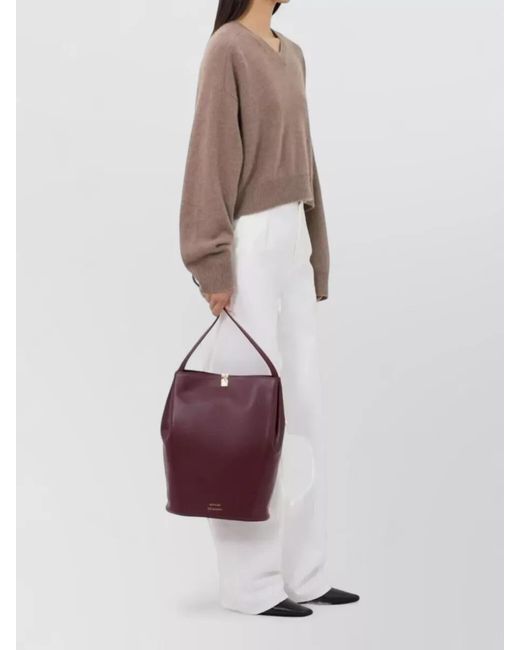 Loulou de Saison Brown Cashmere V-Neck Boxy Sweater