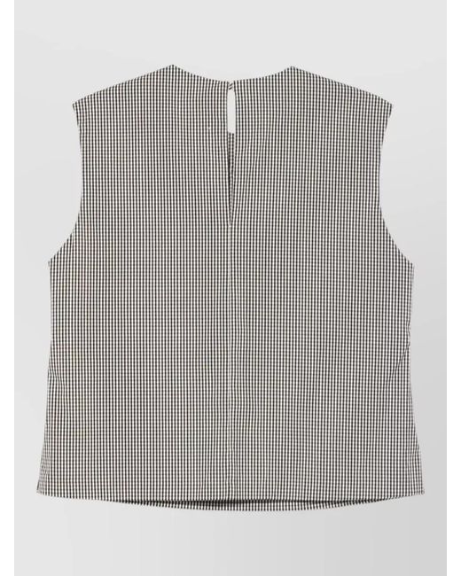 Incotex Gray Gingham-Pattern Sleeveless Blouse