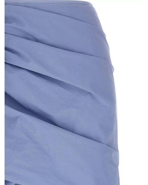 Self-Portrait Blue Cotton Asymmetric Mini Skirt