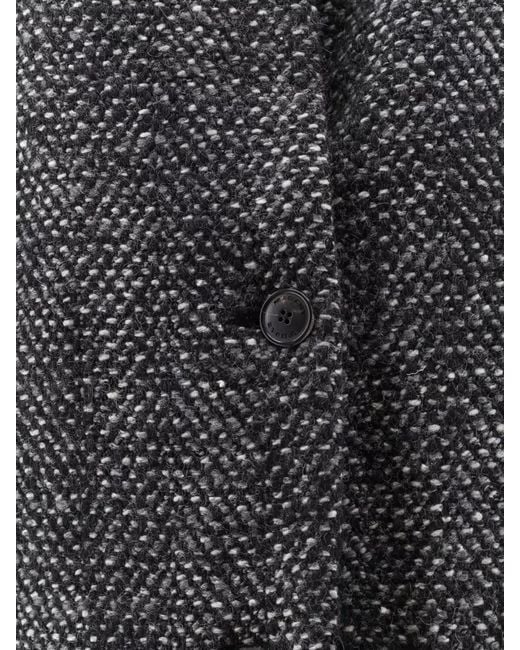 Isabel Marant Gray Drogo Textured Coat Collarless V Neckline