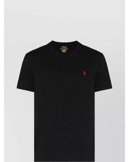 Ralph Lauren Black Crew Neck Logo T-Shirt With Soft Fabric for men