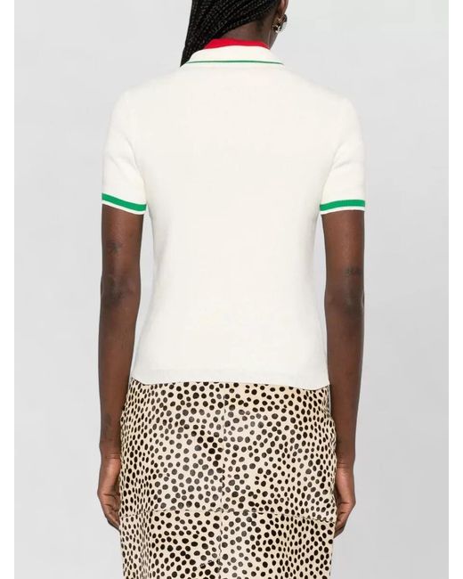 Valentino Garavani Green Ribbed Polo Top