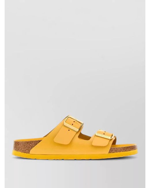 Birkenstock Yellow Leather Arizona Sandals Cork Sole Slip On