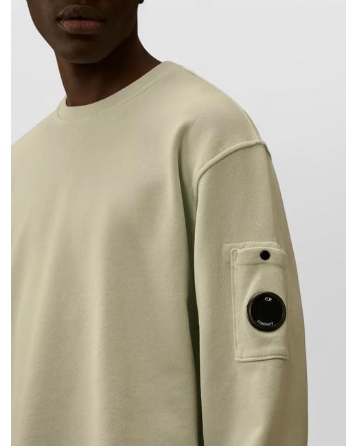 C P Company Natural Cotton Sweatshirt Diagonal Fleece Round Neck for men