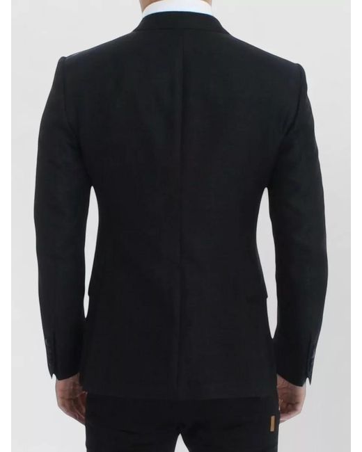 Dolce & Gabbana Black Wool Silk Slim-Fit Blazer for men