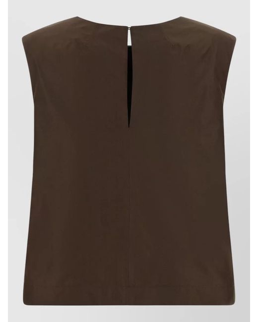 P.A.R.O.S.H. Brown Round Neck Sleeveless Designer Top