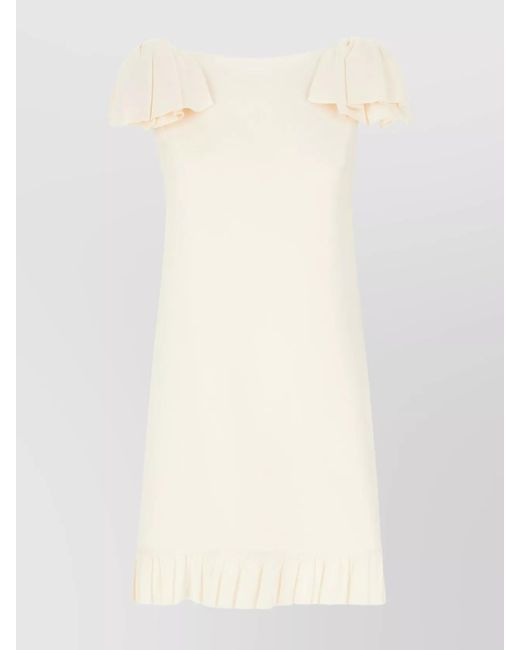 Valentino Garavani White Silk Virgin Wool Mini Dress