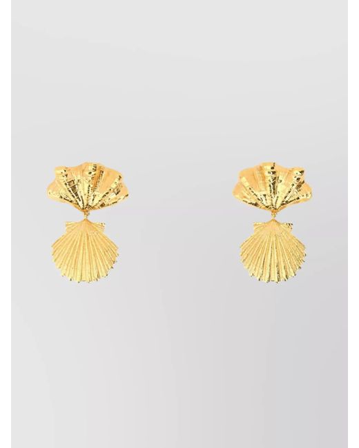 Chloé Metallic Shell Design Textured Metal Earrings
