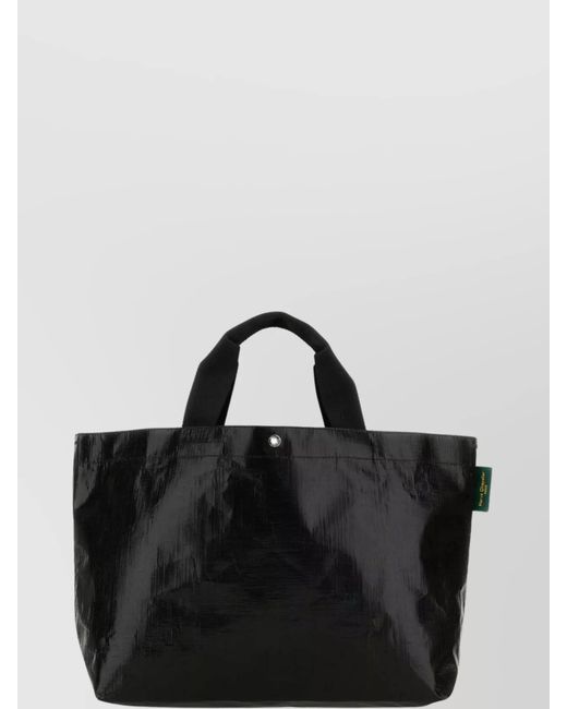 Herve Chapelier Black Glossy Finish Shopping Bag With Top Handles