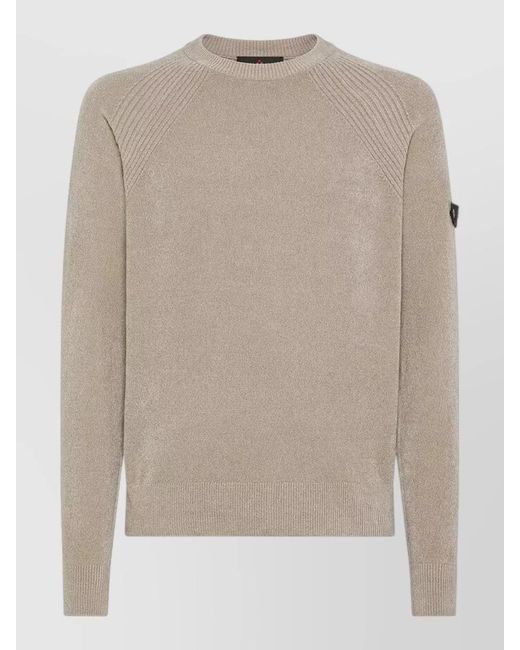 Peuterey Natural Knit Sweater Raglan Sleeves Ribbed Cuffs Hem for men