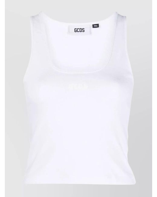 Gcds White Textured Ribbed Sleeveless Top