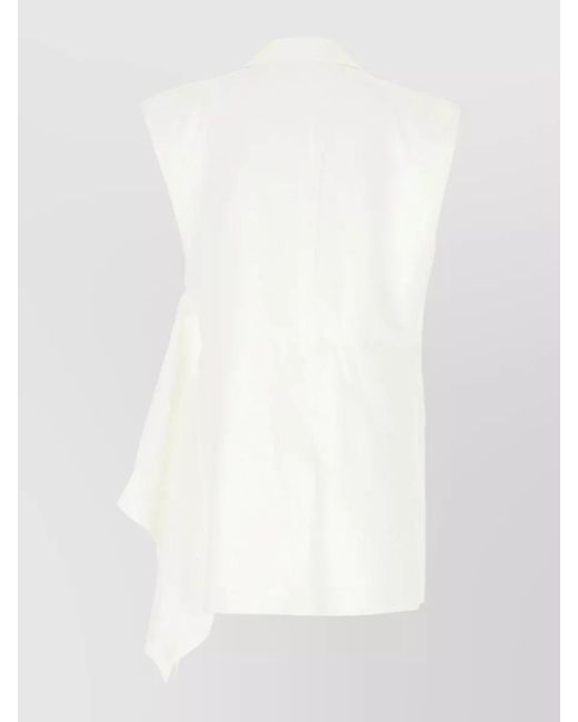 Niccolò Pasqualetti White Cotton Blend Tailored Vest Asymmetric Lapel