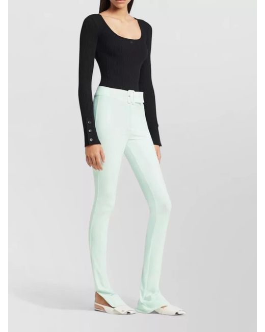 Courreges Black Long Sleeve Scoop Neck Ribbed Top