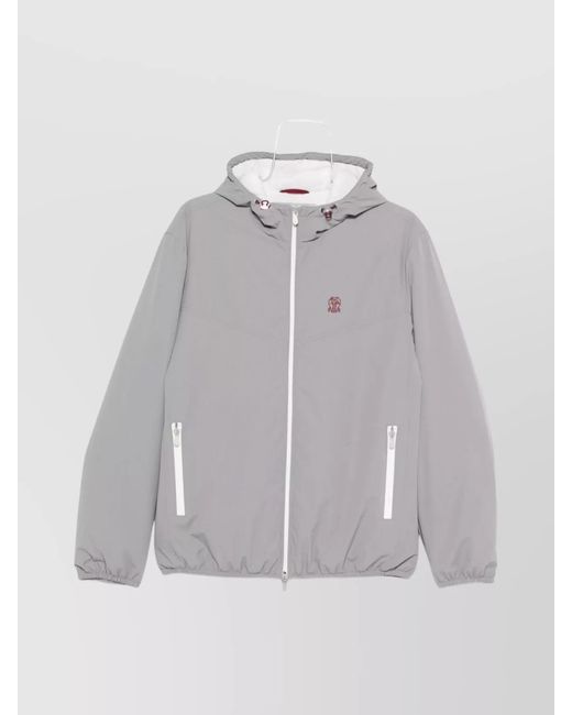 Brunello Cucinelli Gray Nylon Jacket With Hood And Pockets for men