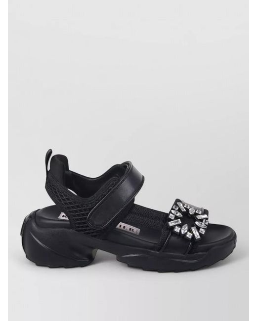 Roger Vivier Black Strass Sandal Chunky Sole Open Toe