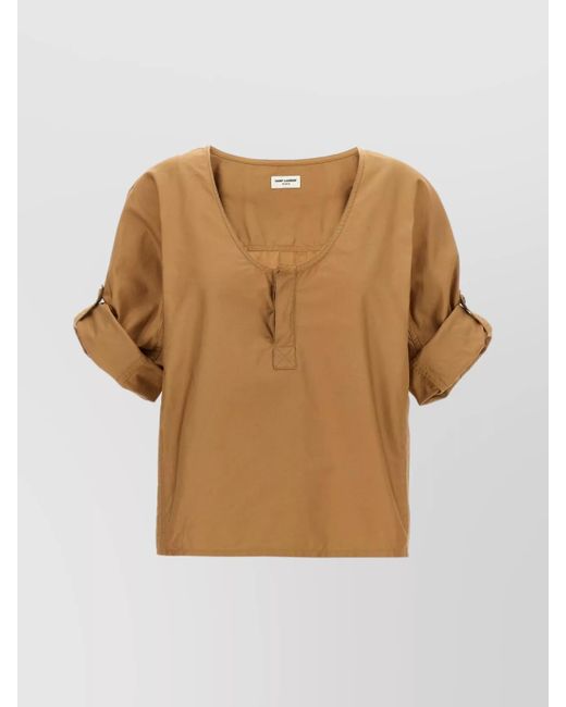 Saint Laurent Natural Regular-Fit Twill Blouse