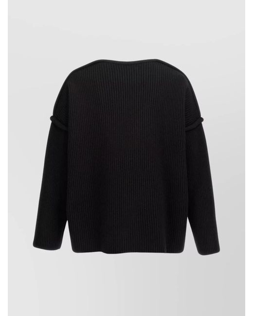 Jil Sander Black Geometric Neckline Wool Jumper for men
