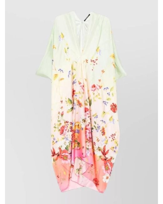 Roberto Cavalli White Silk Knee-Length Maxi Dress