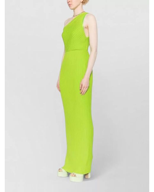 Solace London Green Adira One Shoulder Pleated Maxi Dress