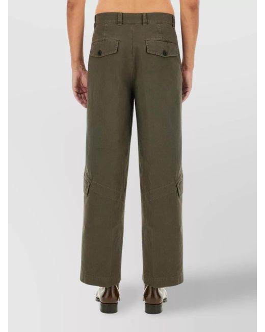 Dries Van Noten Green Cotton Regular-Fit Wide-Leg Trousers for men