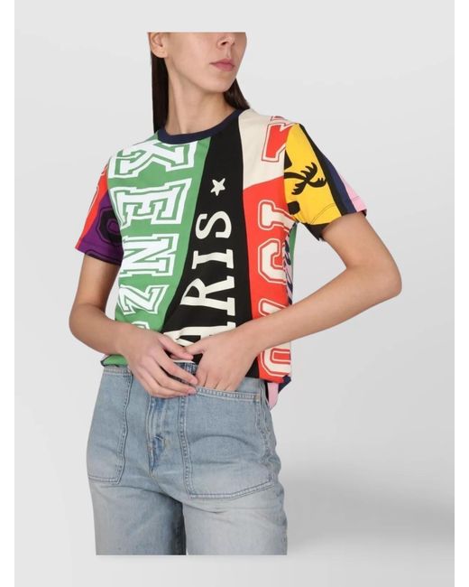 KENZO Green Logo Print Cotton T-Shirt