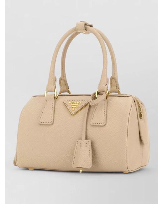 Prada Natural Leather Shoulder Bag Tone Hardware